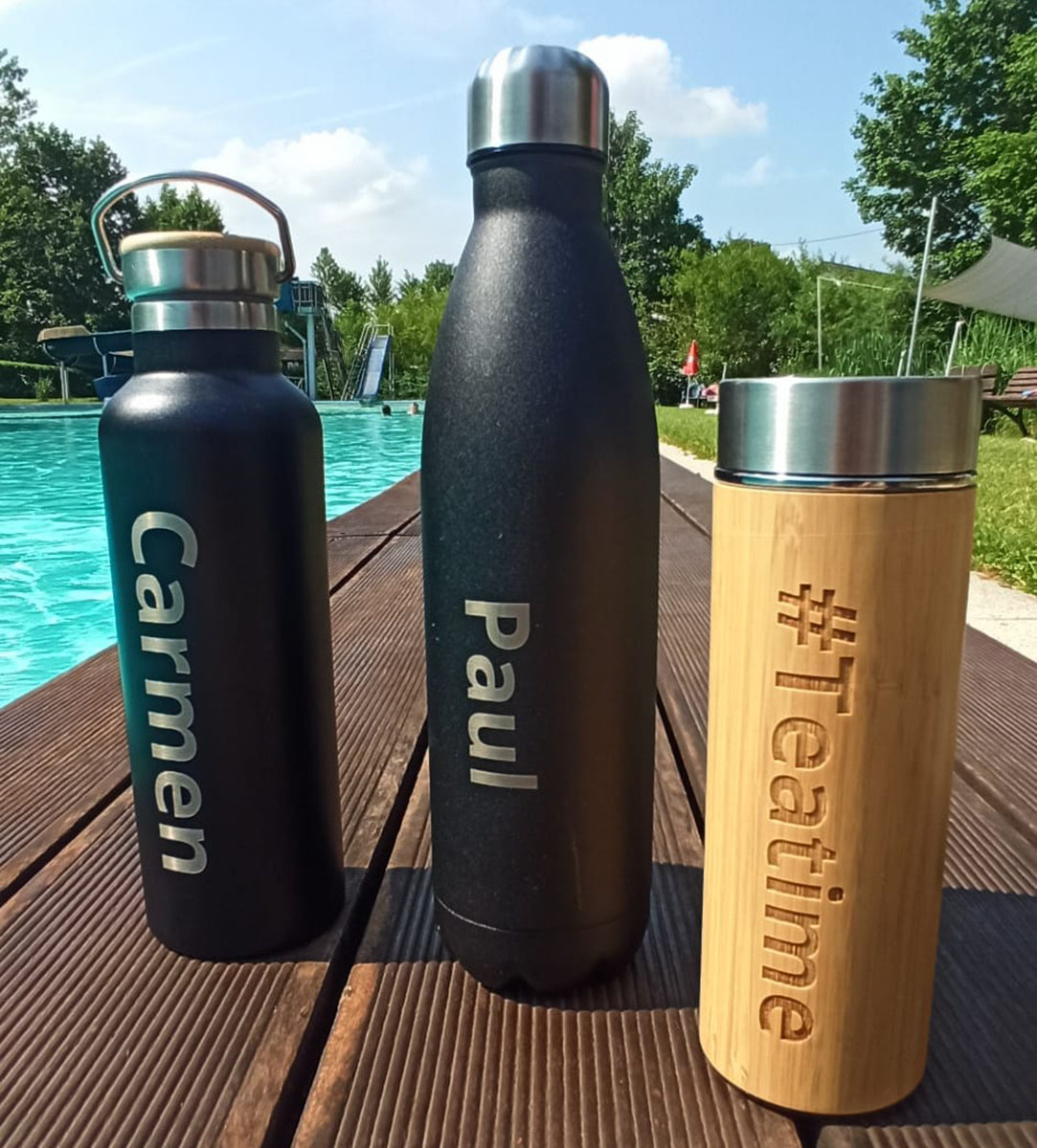 Isolierflasche aus Edelstahl und Bambus mit Teesieb - 207 x 70 x 70 mm